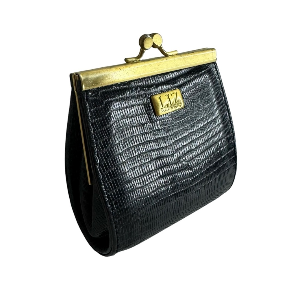 Liz Claiborne Vintage Genuine Leather Black Change Purse Wallet
